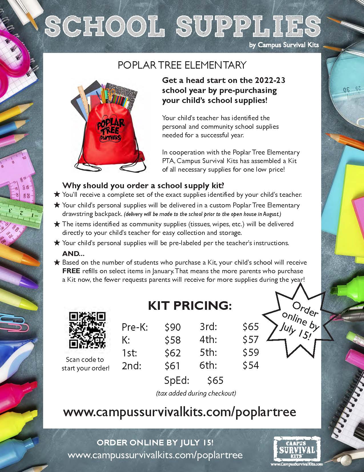 School Supply Lists Poplar Tree Elementary School