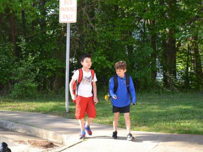students walking to school